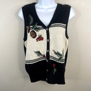 Vintage Crazy Horse Womens Cabincore Naturecore Sweater Vest Small Embroidered